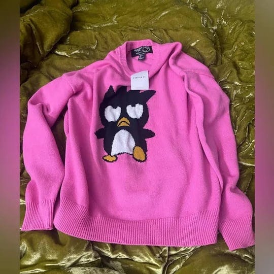 forever-21-tops-hello-kitty-forever-21-pink-oversized-sweater-penguin-color-black-pink-size-s-90sflo-1