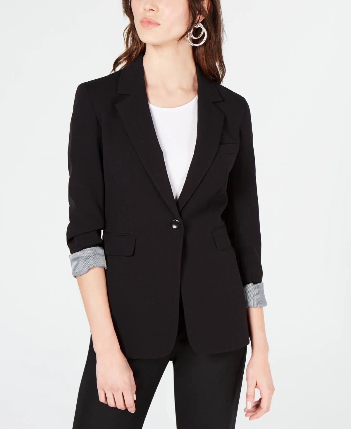 Modern One-Button Black Women's Blazer for Work | Image