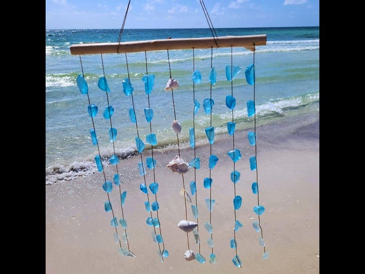 blue-sea-glass-hanging-wind-chimes-wall-art-handcrafted-w-natural-seashells-frosted-seaglass-and-dri-1