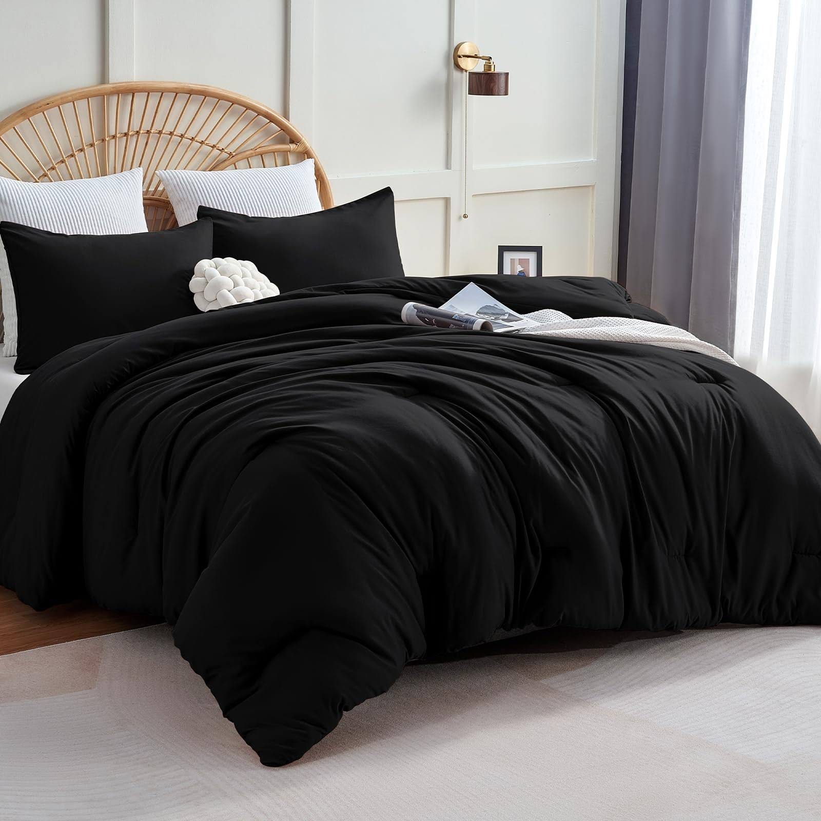 CozyLux Luxurious Black Comforter Set for King Size Beds | Image