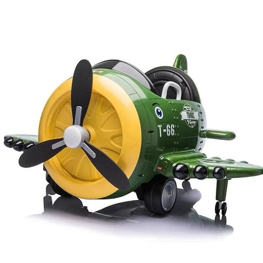 tobbi-12v-airplane-electric-kids-ride-on-car-toy-with-joystick-control-green-1