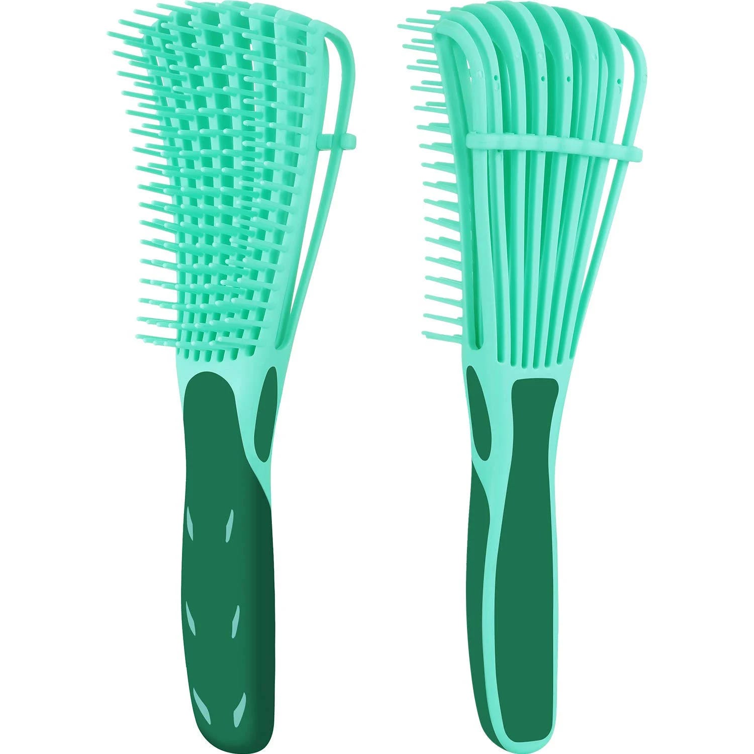 2-Pack Detangling Brush for Curly Hair: Green EZ Detangler - Gentle and Effective Solution | Image