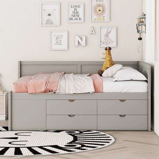full-size-corner-captain-daybed-with-4-storage-drawers-and-shelves-gray-1