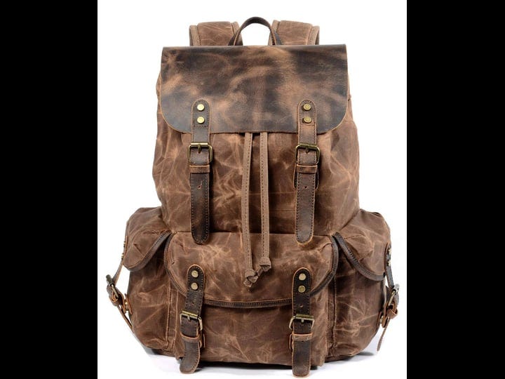 wudon-leather-backpack-for-men-waxed-canvas-shoulder-rucksack-for-travel-school-1