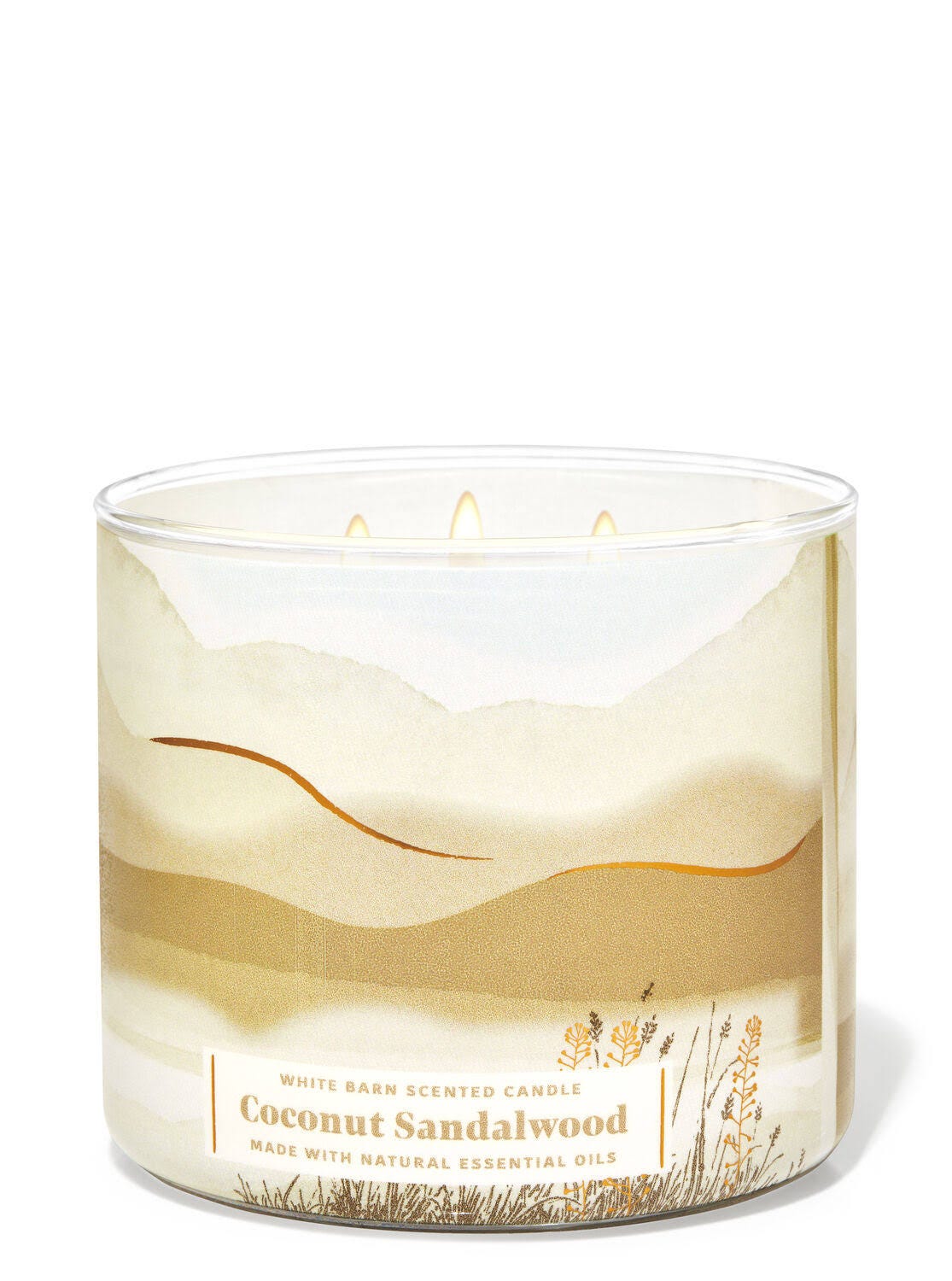 White Barn Coconut Sandalwood 3-Wick Candle (Soy Wax, 4in x 4in x 3.5in) by Bath & Body Works | Image