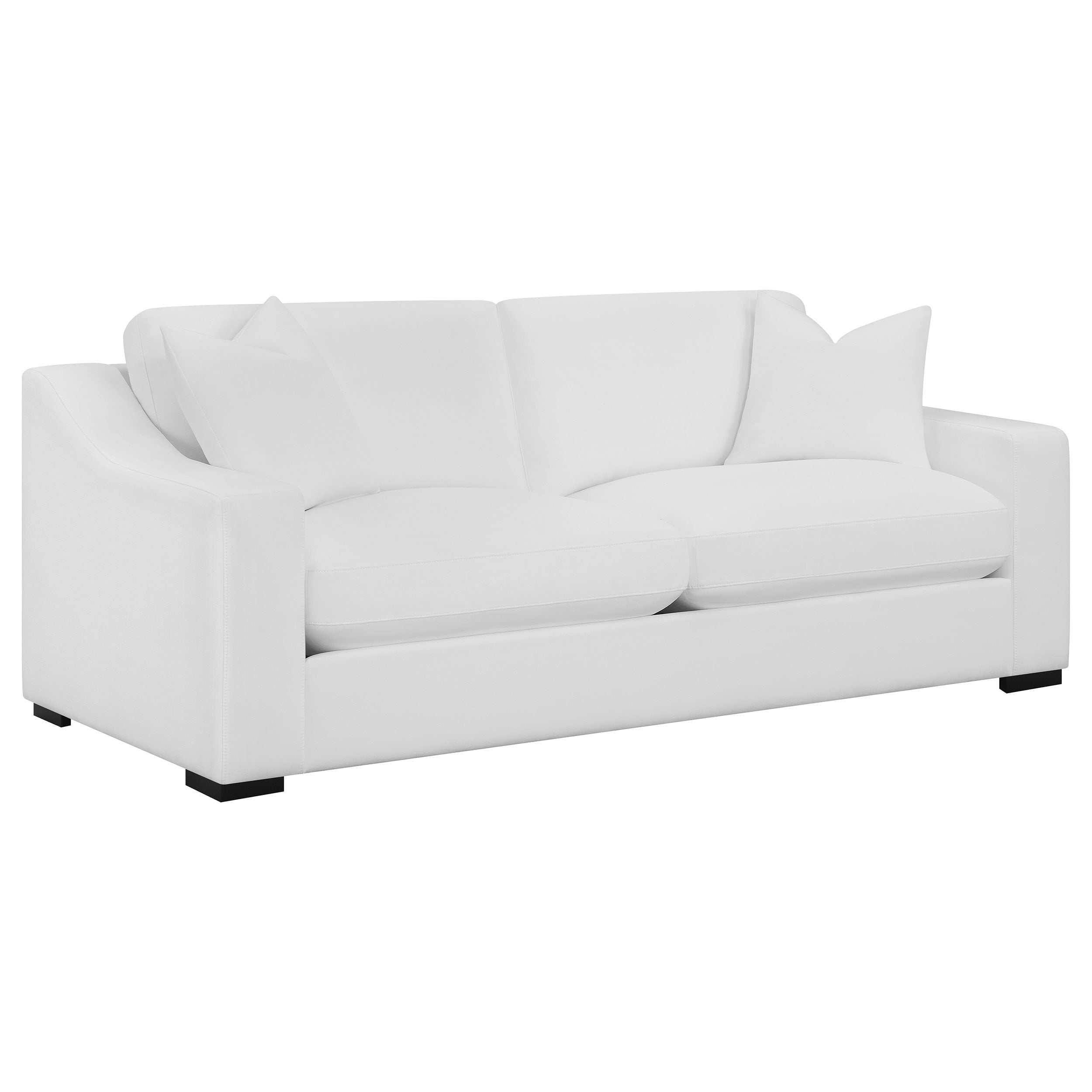 White Ashlyn Upholstered Sloped Arms Sofa | Image