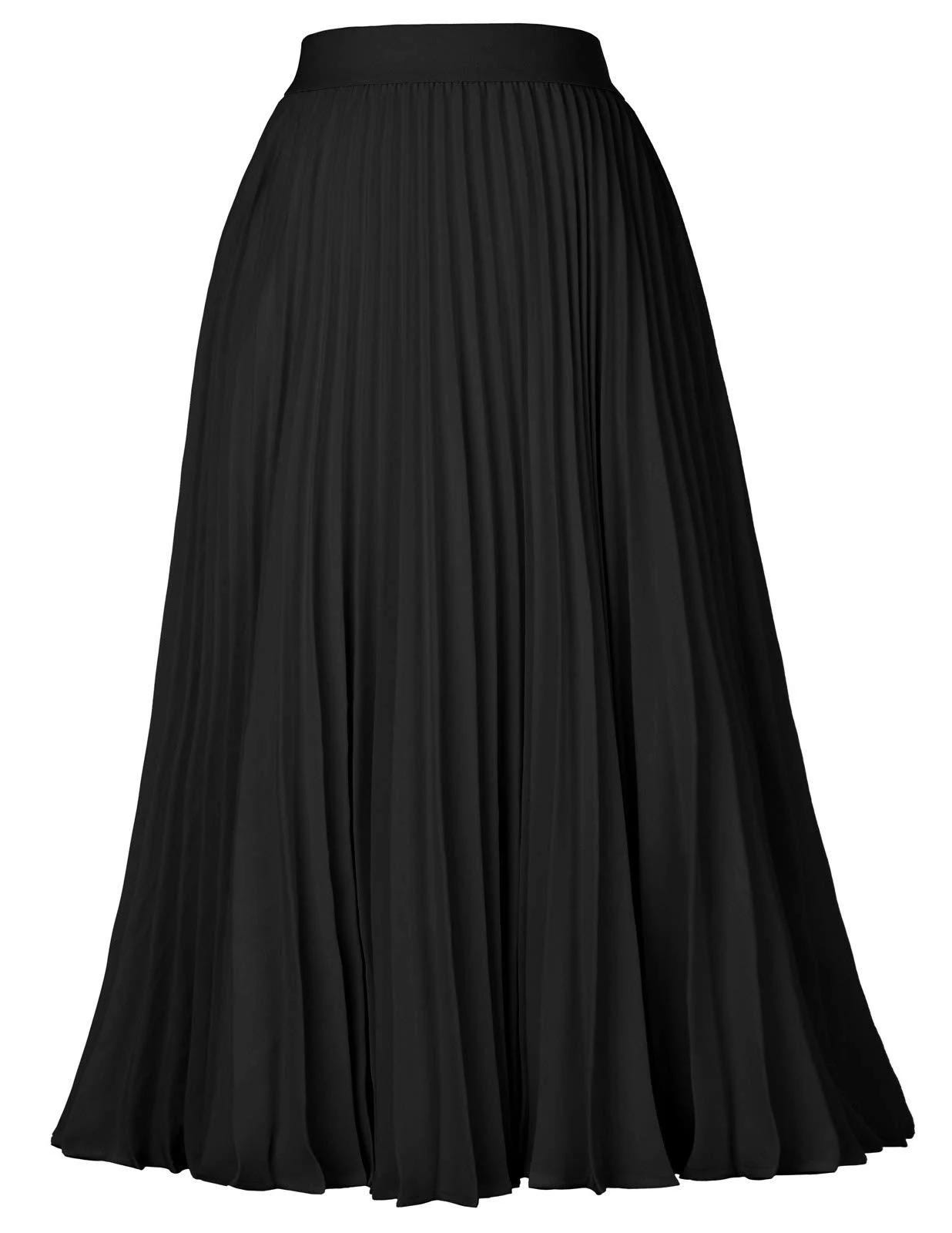 Elegant Pleated High Waist Midi Skirt for Women | Image