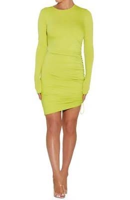 Lime Green Summer Dress with Cinched Tie - Light, Breathable Look | Image
