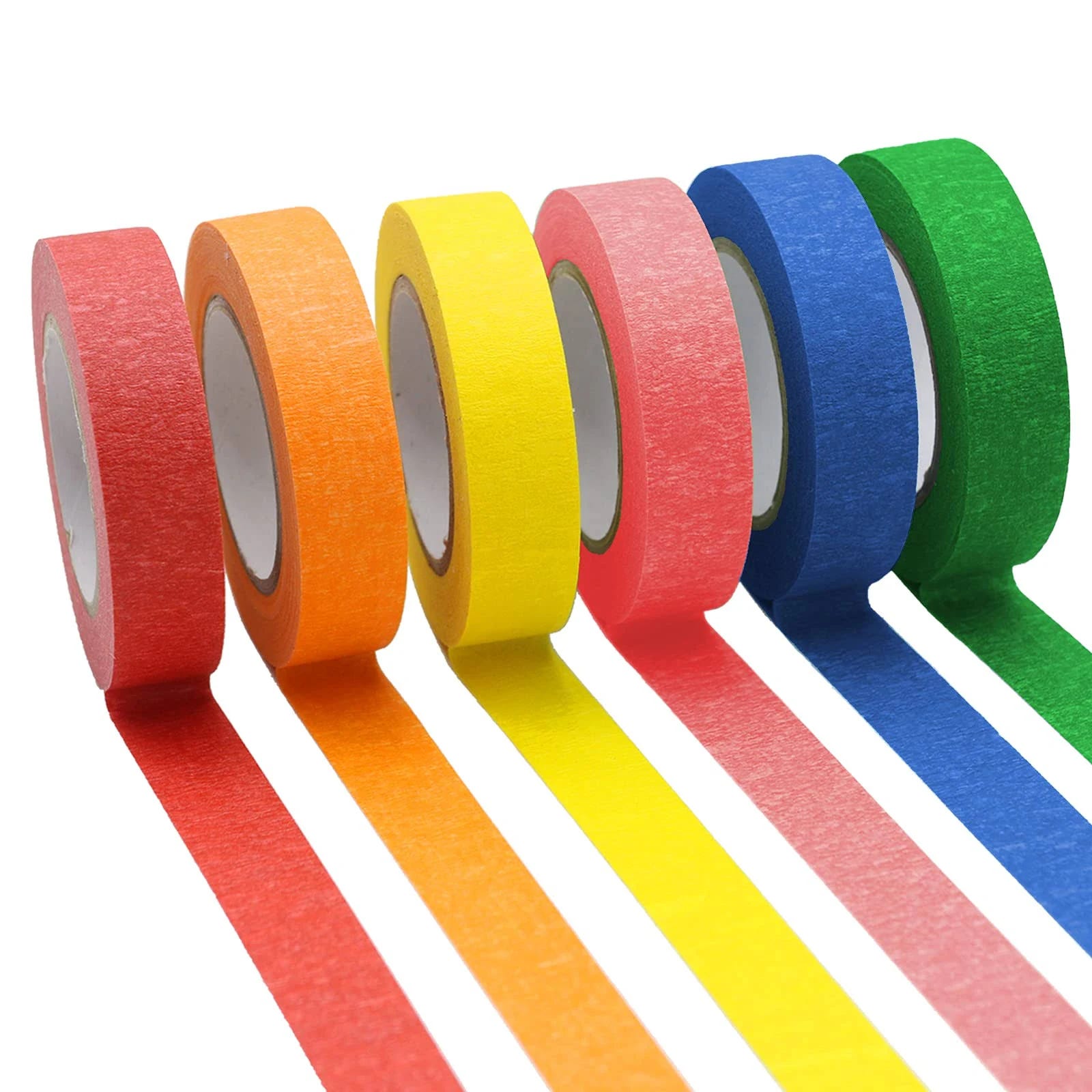 OWLKELA Colored Paper Tape Rolls - 6 Packs, Rainbow Rainbow Colors | Image