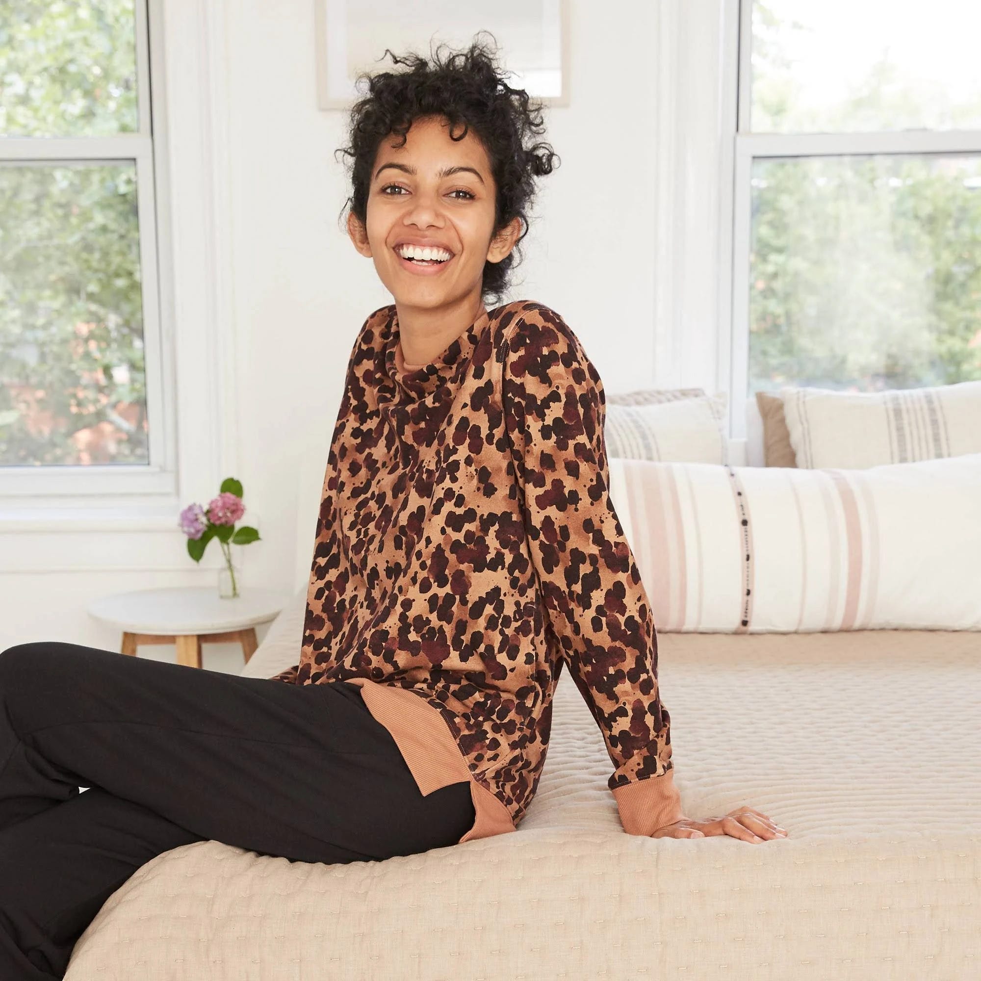 Comfy Animal Print Fleece Lounge Top | Image