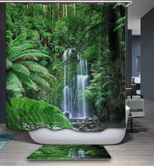 waterfall-rainforest-shower-curtain-green-palm-leaves-bathroom-decor-accessories-idea-curtainrug-set-1