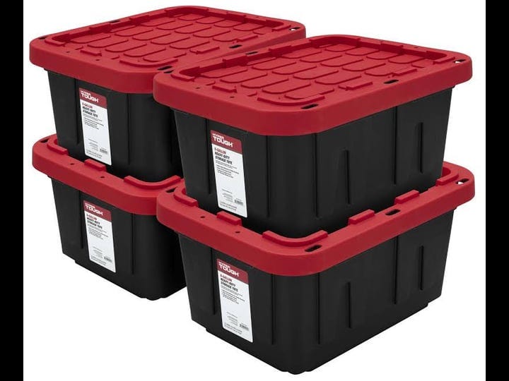 hyper-tough-5-gallon-snap-lid-plastic-storage-bin-black-red-set-of-4-1