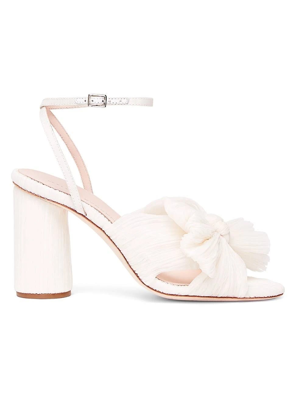 Elegant Camellia Sandals with Ankle Strap and Pearl Finish | Image