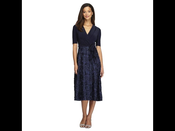 alex-evenings-petite-rosette-skirt-fit-flare-dress-navy-size-10p-1