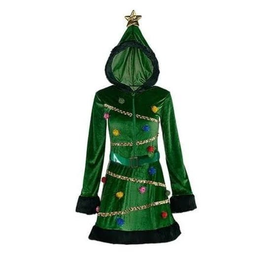 lioraitiin-women-christmas-tree-dress-velvet-hooded-sequin-fancy-costume-with-belt-funny-xmas-dress--1