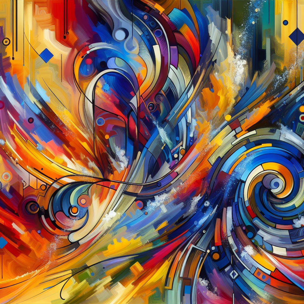 Create an abstract art image using vibrant colors. The picture should be filled with dynamic shapes and patterns, evoking a sense of movement and energy. It should have bright and vivid hues with bold strokes similar to the artworks of the early 20th century. The image needs to be visually appealing and engaging to attract a marketing audience. The composition and color combinations should be extraordinary and attention-grabbing, creating a visual feast that stands out amongst other marketing material. Furthermore, the abstract image should inspire creativity and innovation, making it perfect for a marketing setting.