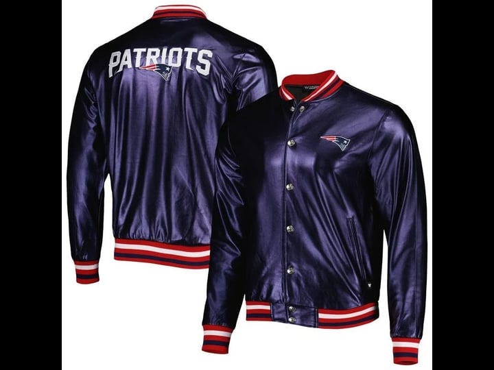 the-wild-collective-navy-new-england-patriots-metallic-bomber-full-snap-jacket-1