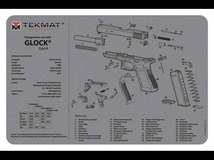 tekmat-tekr20glockg4gy-ultra-premium-cleaning-mat-glock-gen4-parts-diagram-15-x-20-gray-1