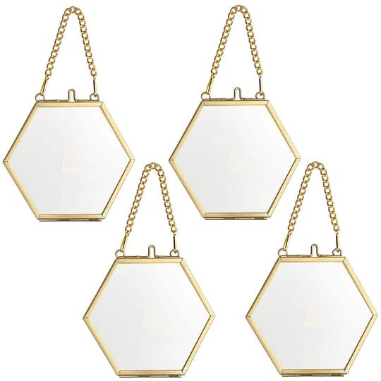 juxyes-set-of-4-hexagon-mini-brass-wall-hanging-photo-frame-golden-glass-hanging-picture-artwork-dis-1