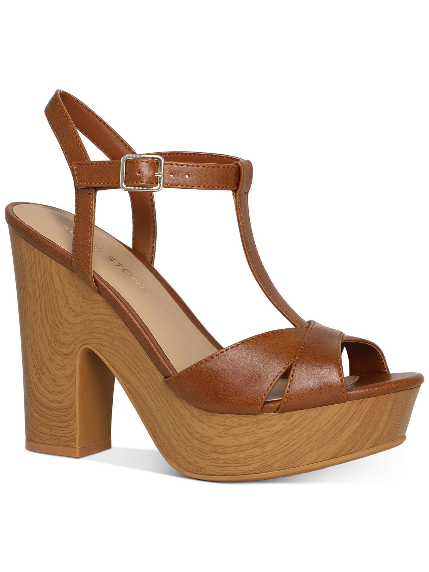 SUN STONE Round-Toe Ankle-Strap Buckle Dress Sandals | Image