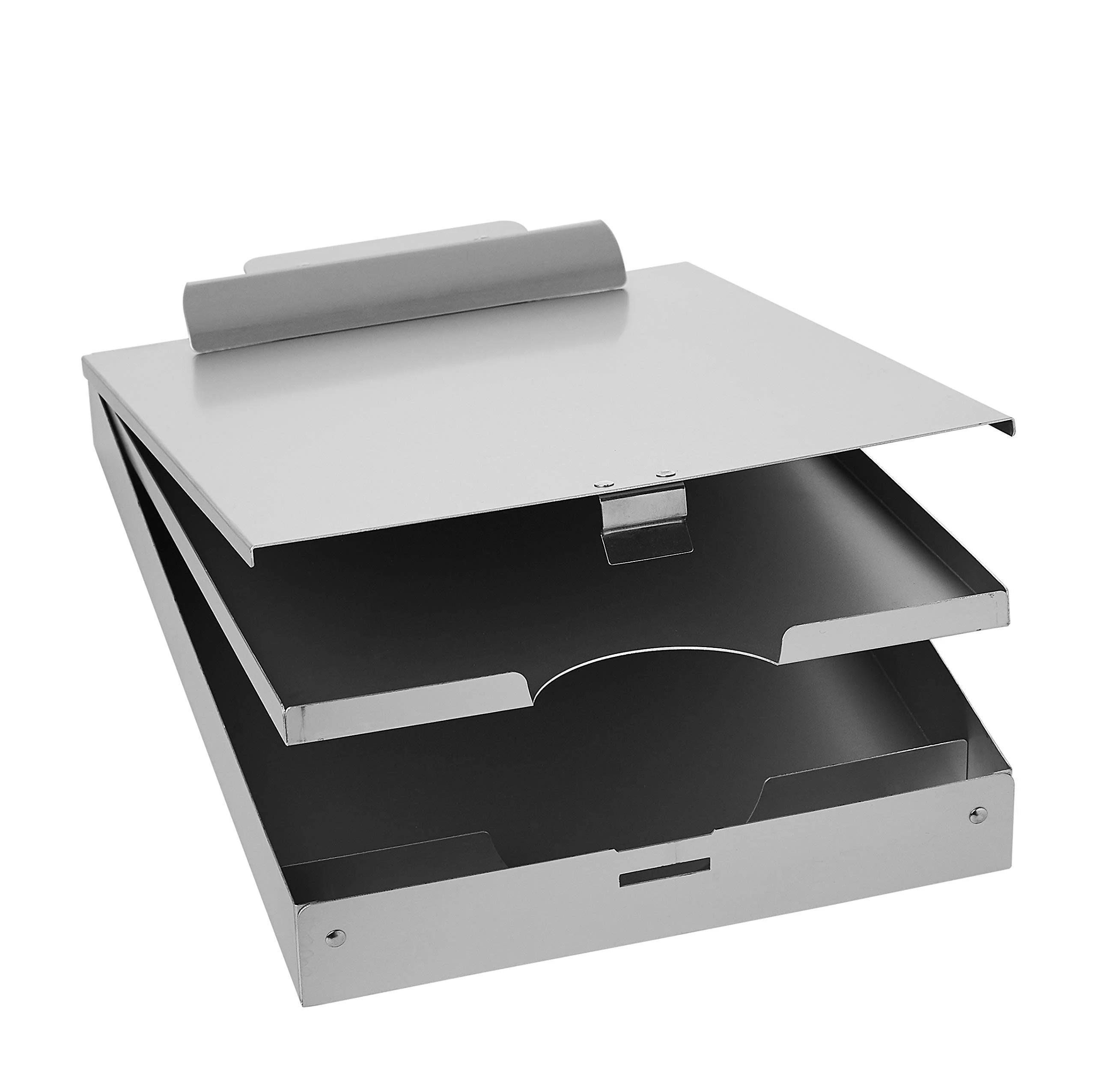 Three-Tier Aluminum Clipboard with Paper Storage | Image
