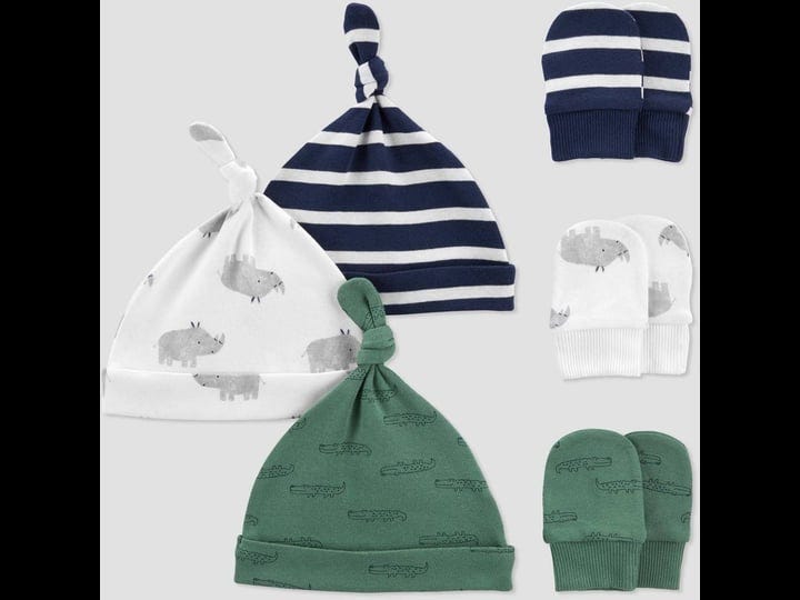 carters-just-one-you-baby-boys-6pk-hat-and-mitten-set-green-off-white-navy-1