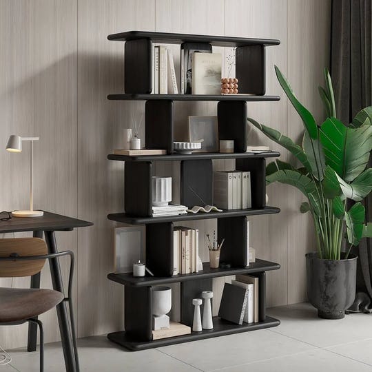 67-5-tier-black-wooden-bookshelf-japandi-etagere-geometric-bookcase-with-open-storage-1