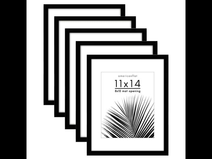 americanflat-5-pack-of-11x14-frames-with-8x10-mat-plexiglass-cover-black-size-11-inch-x-14-inch-1