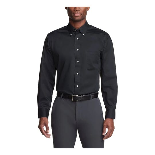 van-heusen-long-sleeve-twill-shirt-black-1