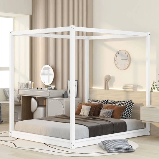 queen-size-canopy-platform-bed-with-support-legs-white-1