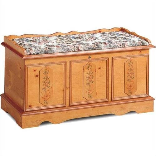 Distressed Pine Cedar Chest with Pad - Traditional Style and Versatile Storage | Image