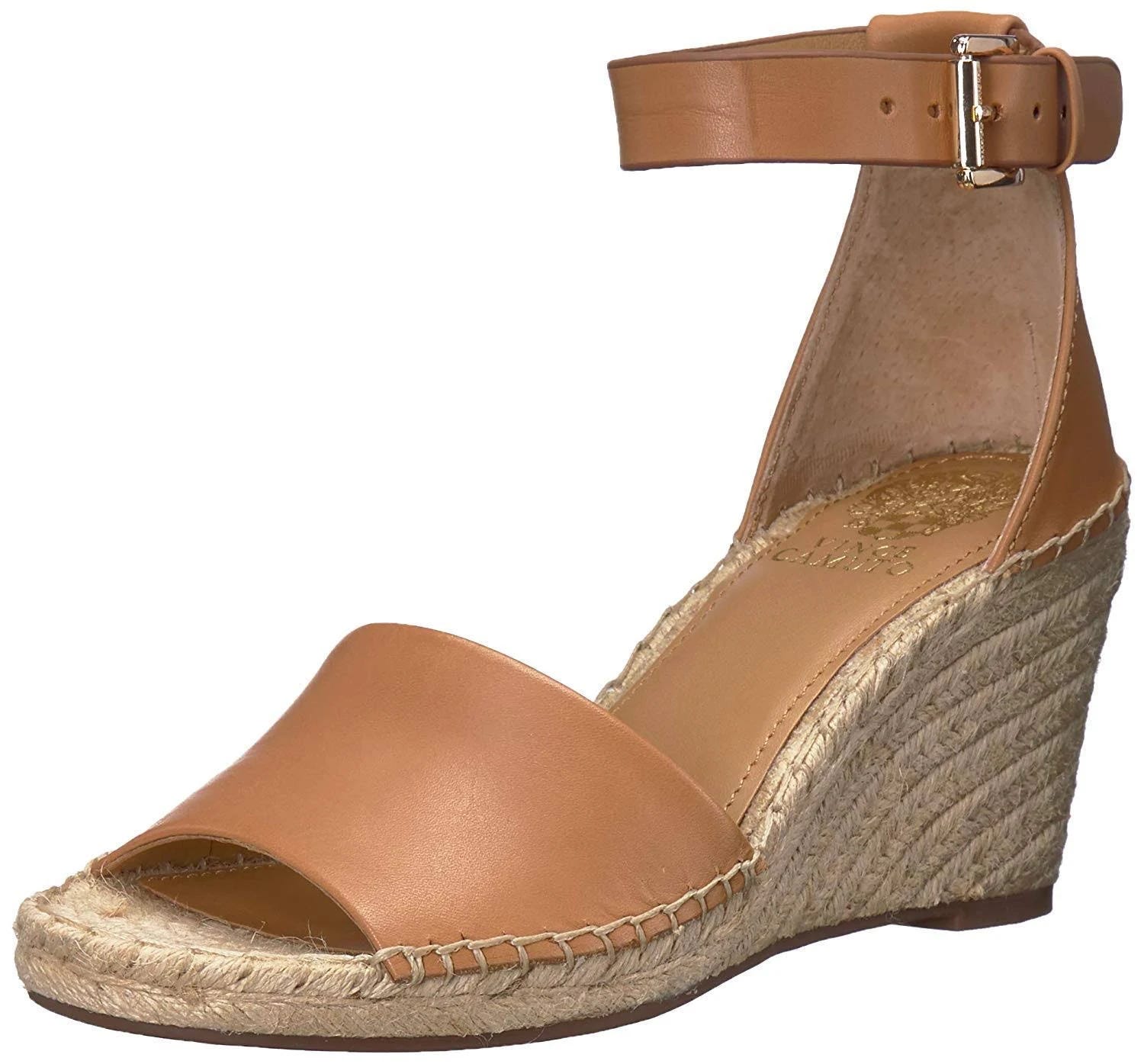 Vince Camuto Leera Espadrille Wedge Sandals in Tan - Luxurious 100% Leather Shoes | Image