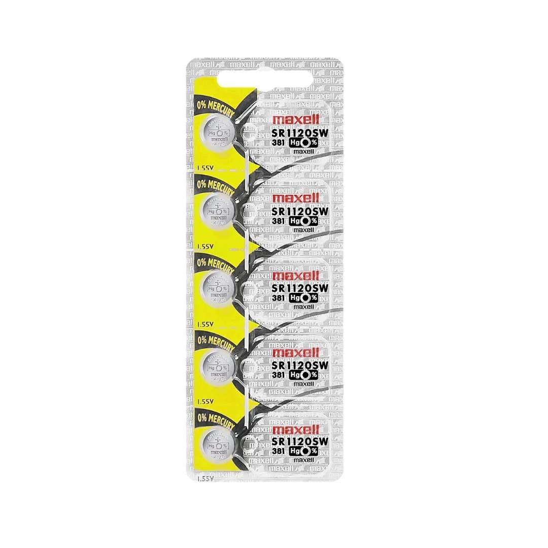 Maxell Button Battery Pack, SR1120SW 381 (5-Pack) | Image