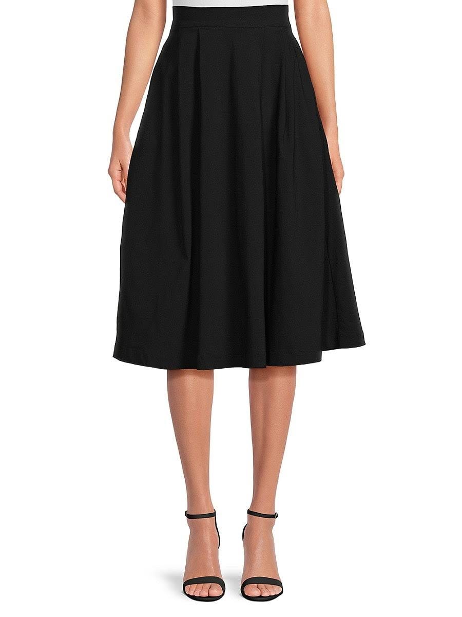 Elegant Black Box Pleated Midi Skirt (Size M) | Image