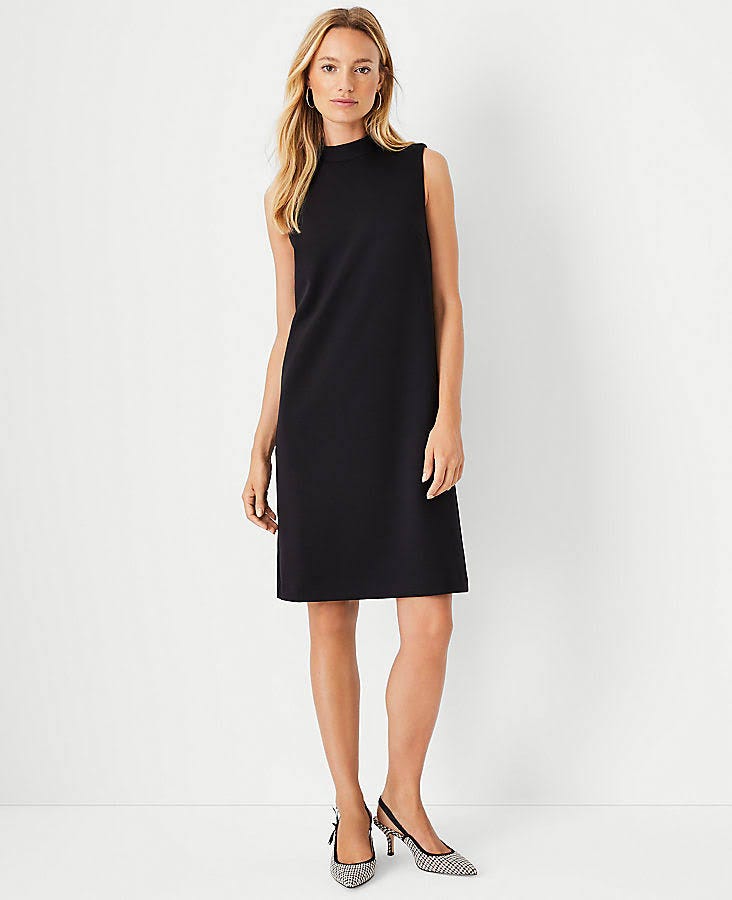 Stylish Ann Taylor Mock Neck Shift Dress in Double Knit | Image