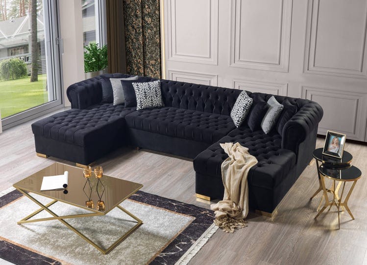 eleanor-black-velvet-double-chaise-u-shape-sectional-sofa-sectional-1