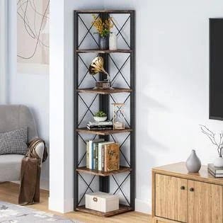 Tribesigns 6-Tier Retro Corner Ladder Shelf for Stylish Storage | Image