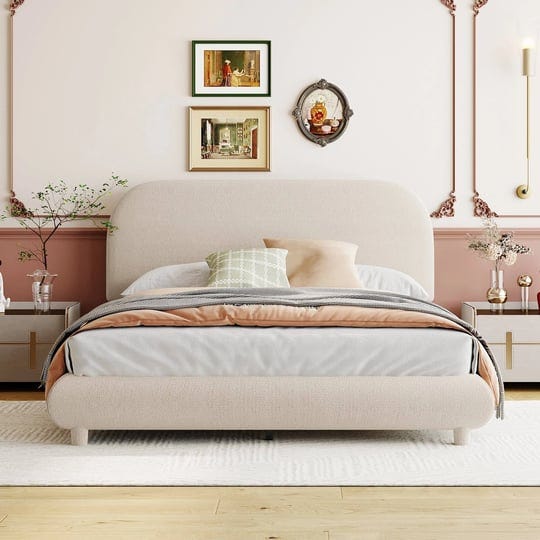teddy-fleece-full-upholstered-platform-bed-with-thick-fabric-beige-1