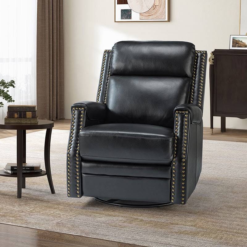 Premium Genuine Leather Power Rocking Recliner Chair - Black | Image