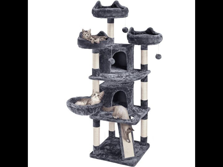 easyfashion-large-cat-tree-plush-tower-with-caves-condos-platforms-scratching-board-dark-gray-1