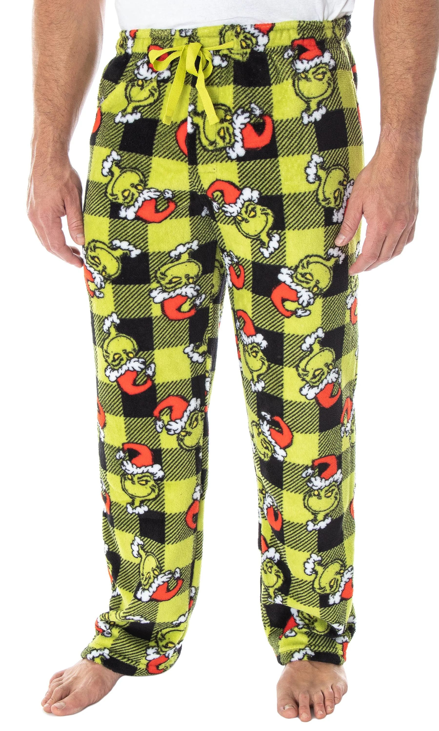 Officially Licensed Dr. Seuss Grinch Plaid Fleece Pajama Pants - Comfy and Stylish Christmas PJ Bottoms | Image