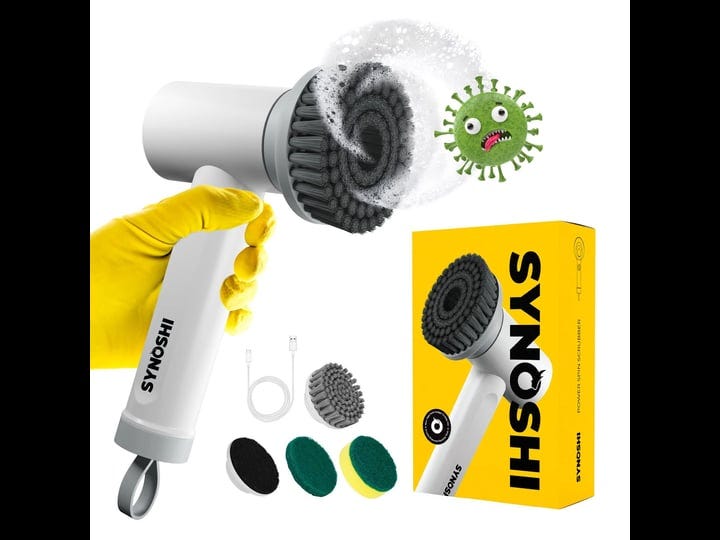 synoshi-electric-spin-scrubber-power-brush-with-3-replaceable-heads-cordless-waterproof-gray-1