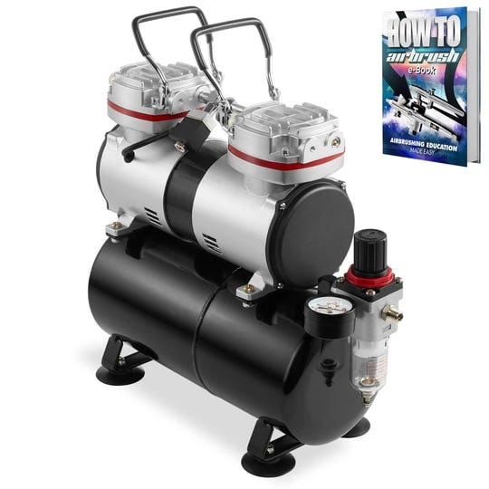 pointzero-1-3-hp-twin-piston-airbrush-compressor-professional-quiet-oil-less-air-pump-with-tank-1