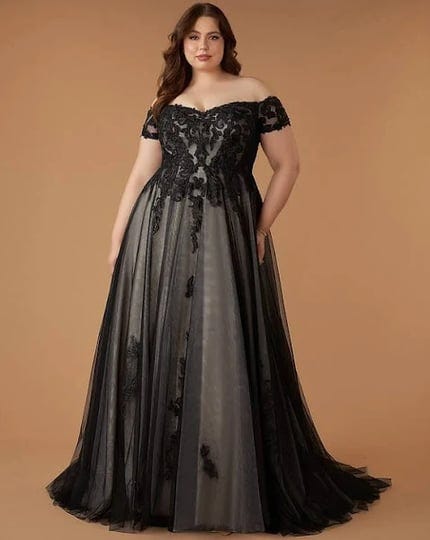 azazie-2024-plus-size-ball-gown-fairy-tale-black-champagne-elegant-wedding-dress-lace-chapel-train-t-1