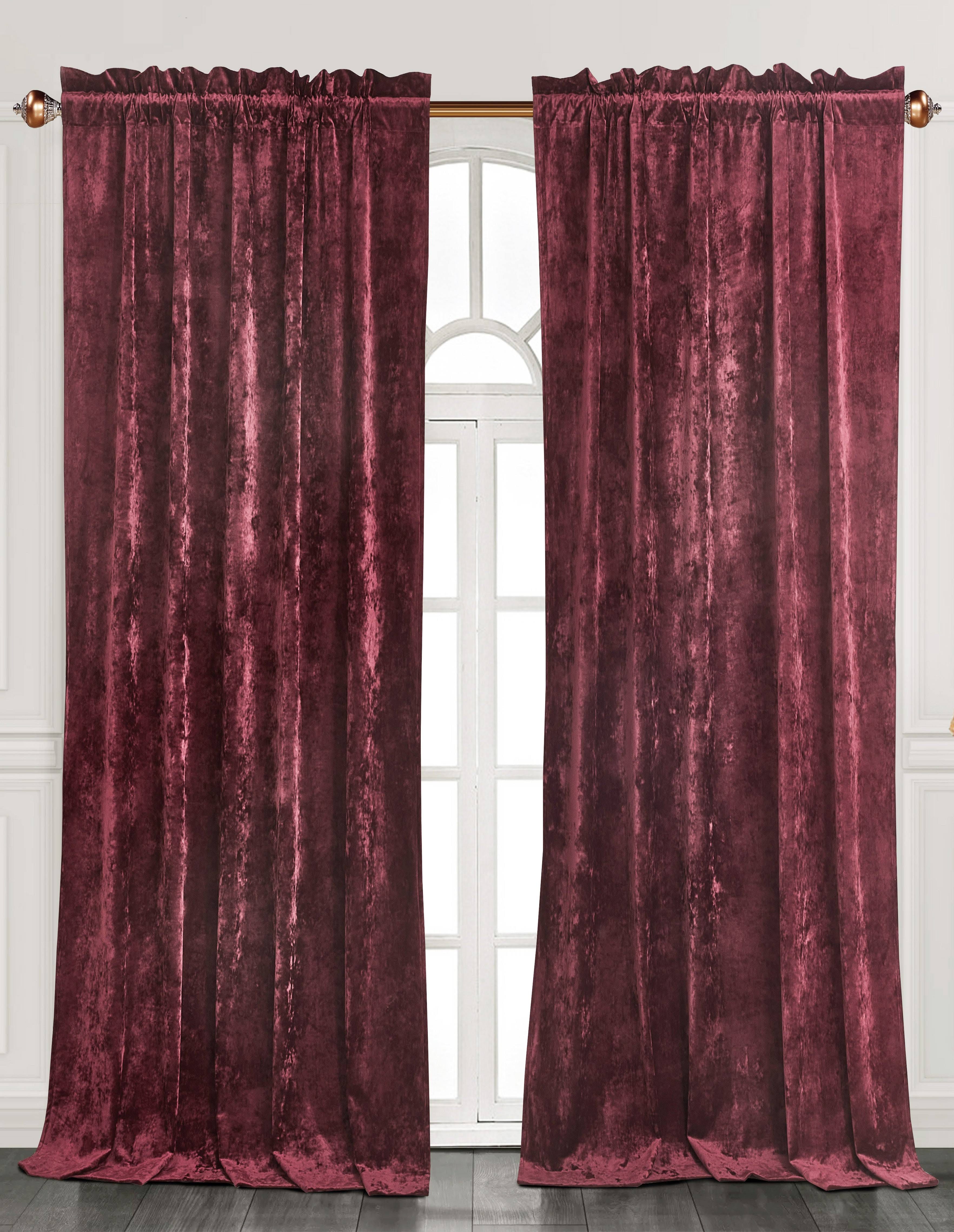 Luxury Distressed Red Velvet Curtains for Living Space | Image