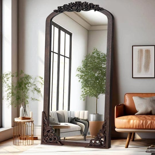 rustic-arched-28-in-w-x-67-in-h-solid-wood-framed-diy-carved-full-length-mirror-in-charcoal-1