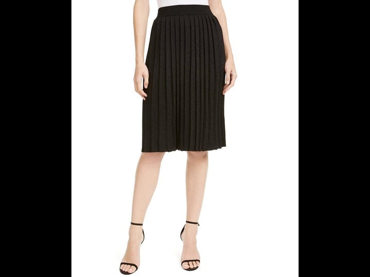 anne-klein-womens-glitter-knee-length-pleated-skirt-black-size-m-1