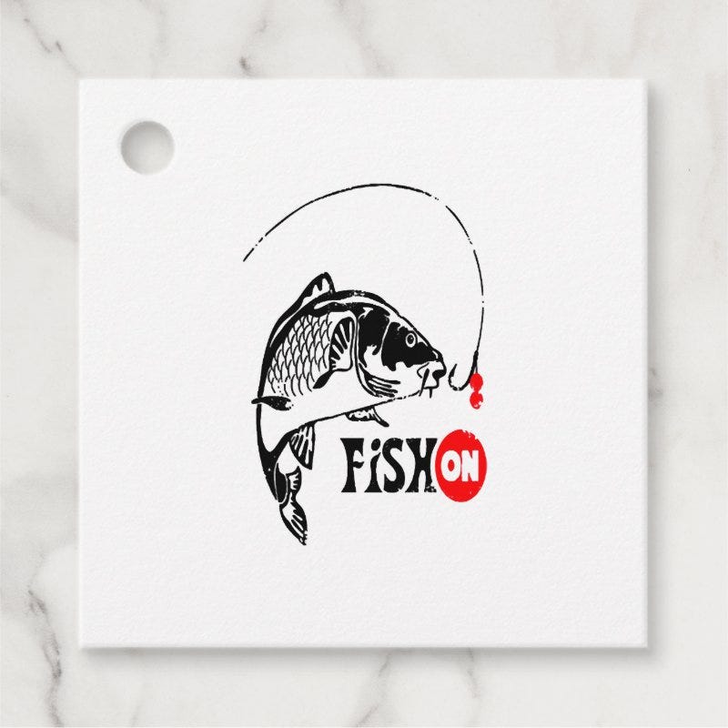 FIshing Fish On Favor Tags