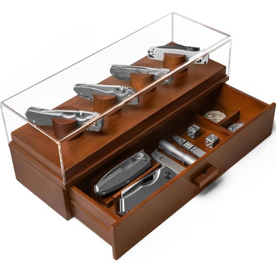 knife-display-case-edc-organizer-pocket-knife-storage-and-edc-case-with-walnut-finish-valet-tray-poc-1