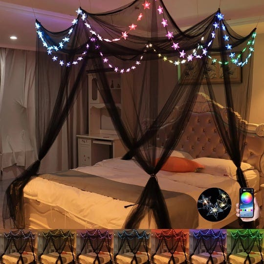 comtelek-bed-canopy-with-led-star-lights-canopy-bed-curtain-with-rgb-color-changing-string-lights-wi-1